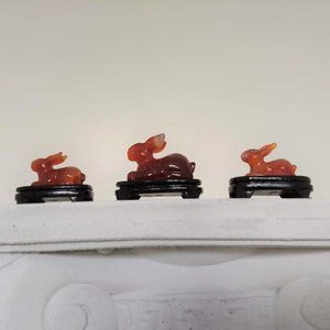 vintage 60s NWT carved agate rabbit figurine gift set 🎈HOST PICK🎈
